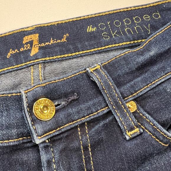7 For All Mankind Cropped Skinny Jean Dark Wash Low Rise Size 27 - Picture 5 of 13